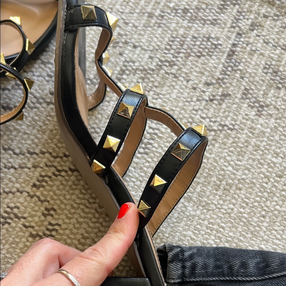 Valentino Black Sandals with Gold Studs - Picture 8 of 10